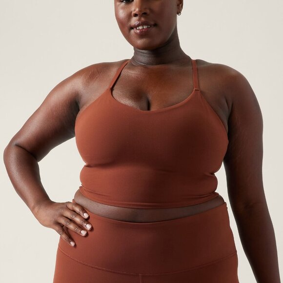 Athleta | Elation V-Neck Longline Sports Bra D-DD In Coral Orange - Picture 16 of 16